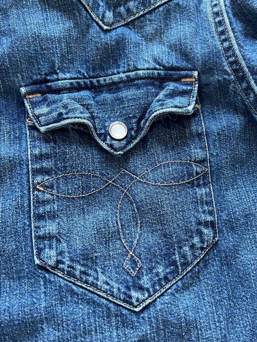 RRL Mens Denim Buffalo Western Workshirt - Picture 6 of 10